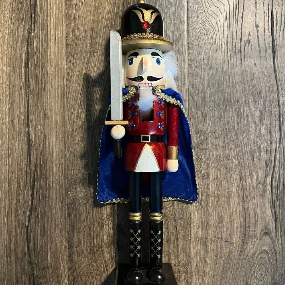 Christmas Wooden Nutcracker - 16" King Arthur's Guard Soldier with Cape